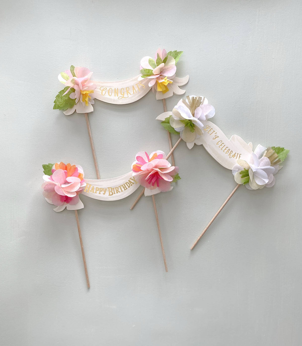 The First Snow - NEW PACKAGING! Happy Birthday Cake Topper w/ Paper Flowers
