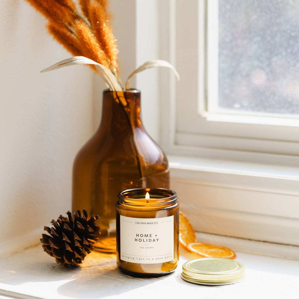 Calyan Wax Co. - Soy Candle | Home + Holiday | 7.2oz Amber Jar