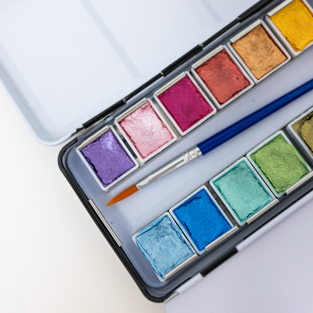 Paints - 12 Color Travel Metallic Watercolor Paint Palette