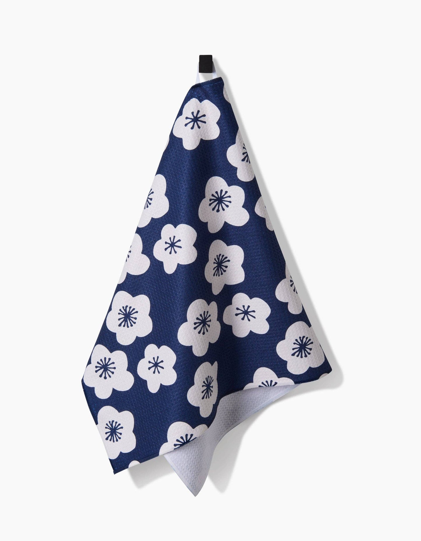 Geometry - Every Sunday Kitchen Tea Towel Blue with White Flower