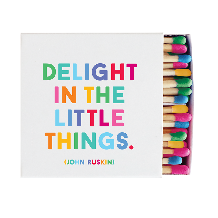 Quotable - Matchbox "Delight In Little Things", 80 Wood Matches