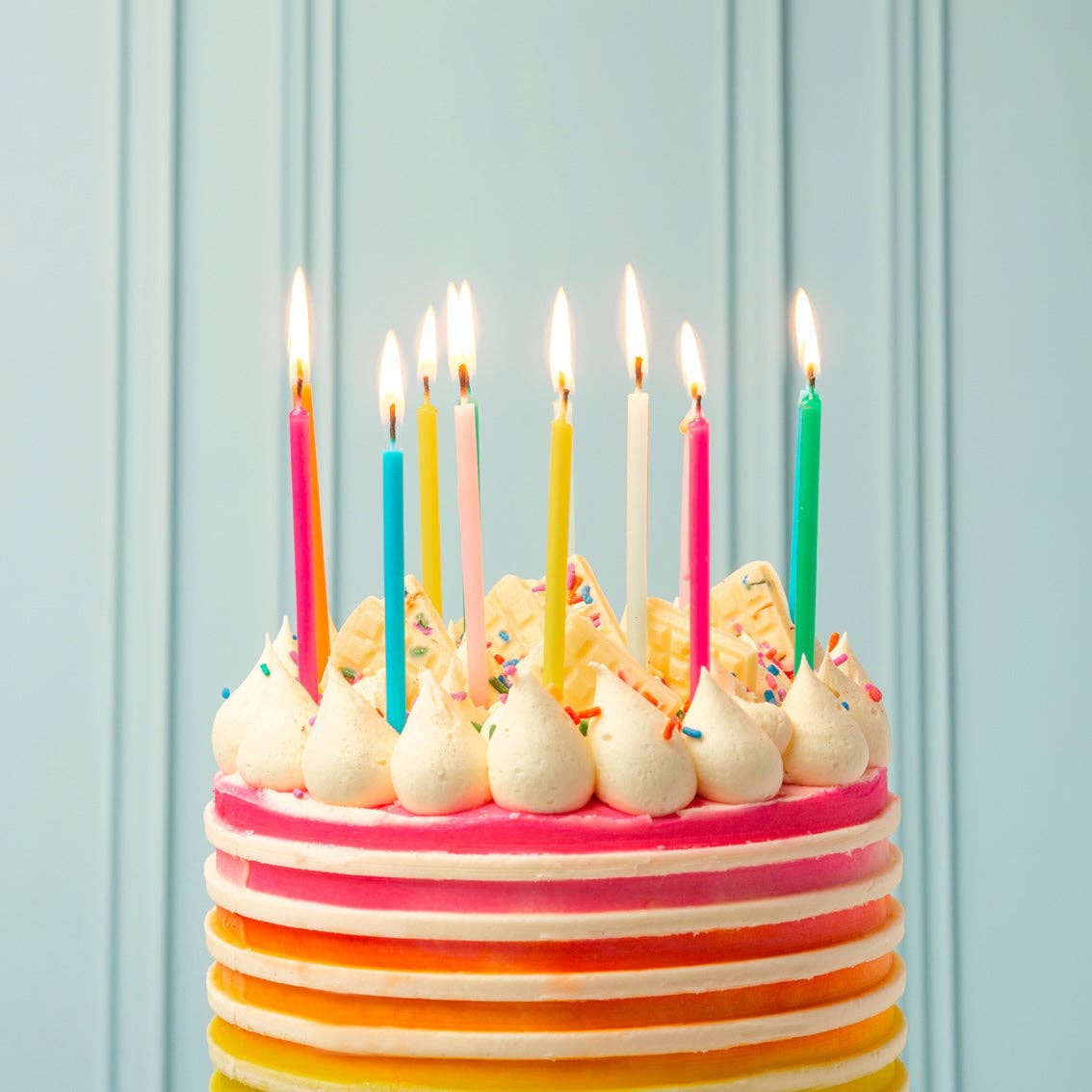Talking Tables USA - Home, Birthday, Games & Seasonal Decor - Rainbow Birthday Candles - 16 Pack | Cake Candle |