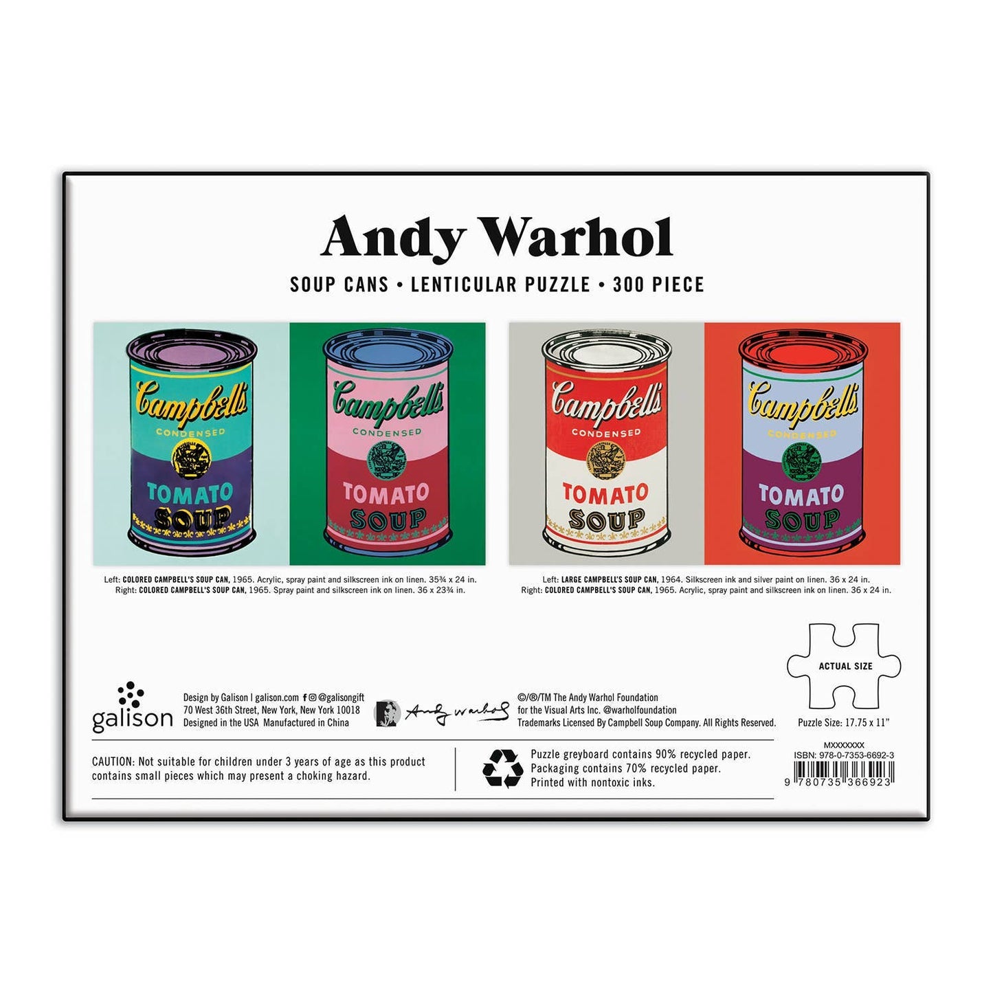 Chronicle Books - Andy Warhol Soup Cans 300 Piece Lenticular Puzzle