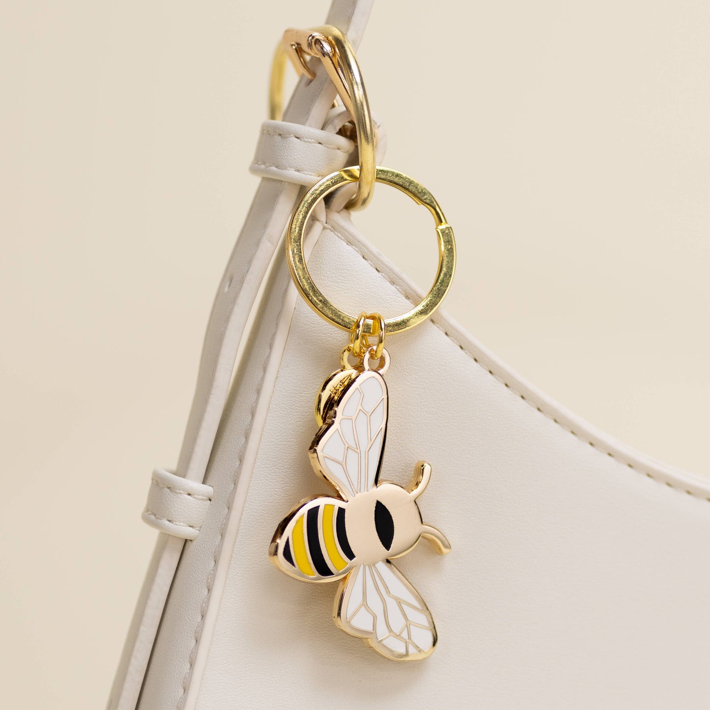 Happily Plants - Queen Honey Bee Keychain Bag Charm, Garden Bee Gifts