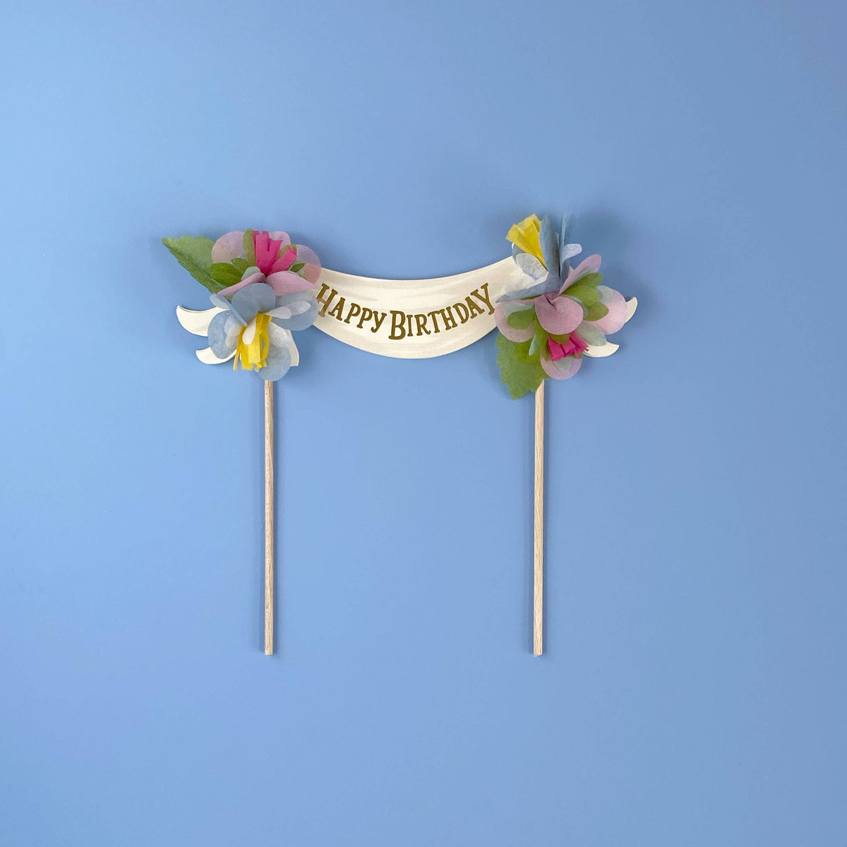 The First Snow - NEW PACKAGING! Happy Birthday Cake Topper w/ Paper Flowers