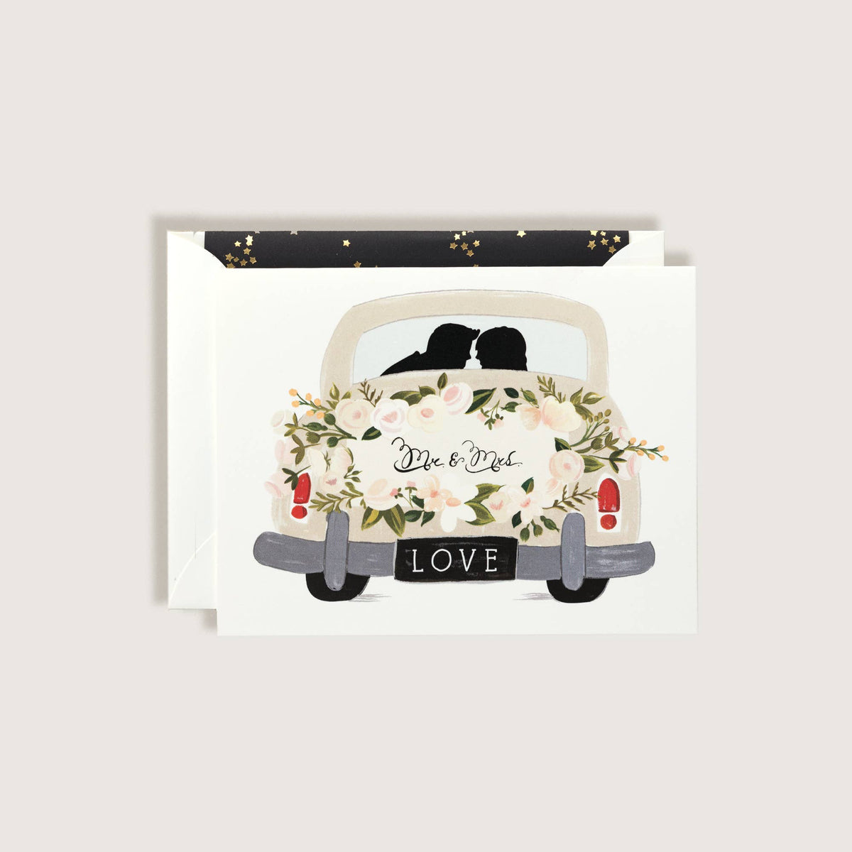 The First Snow - Mr & Mrs Vintage Getaway Car Wedding Greeting Card