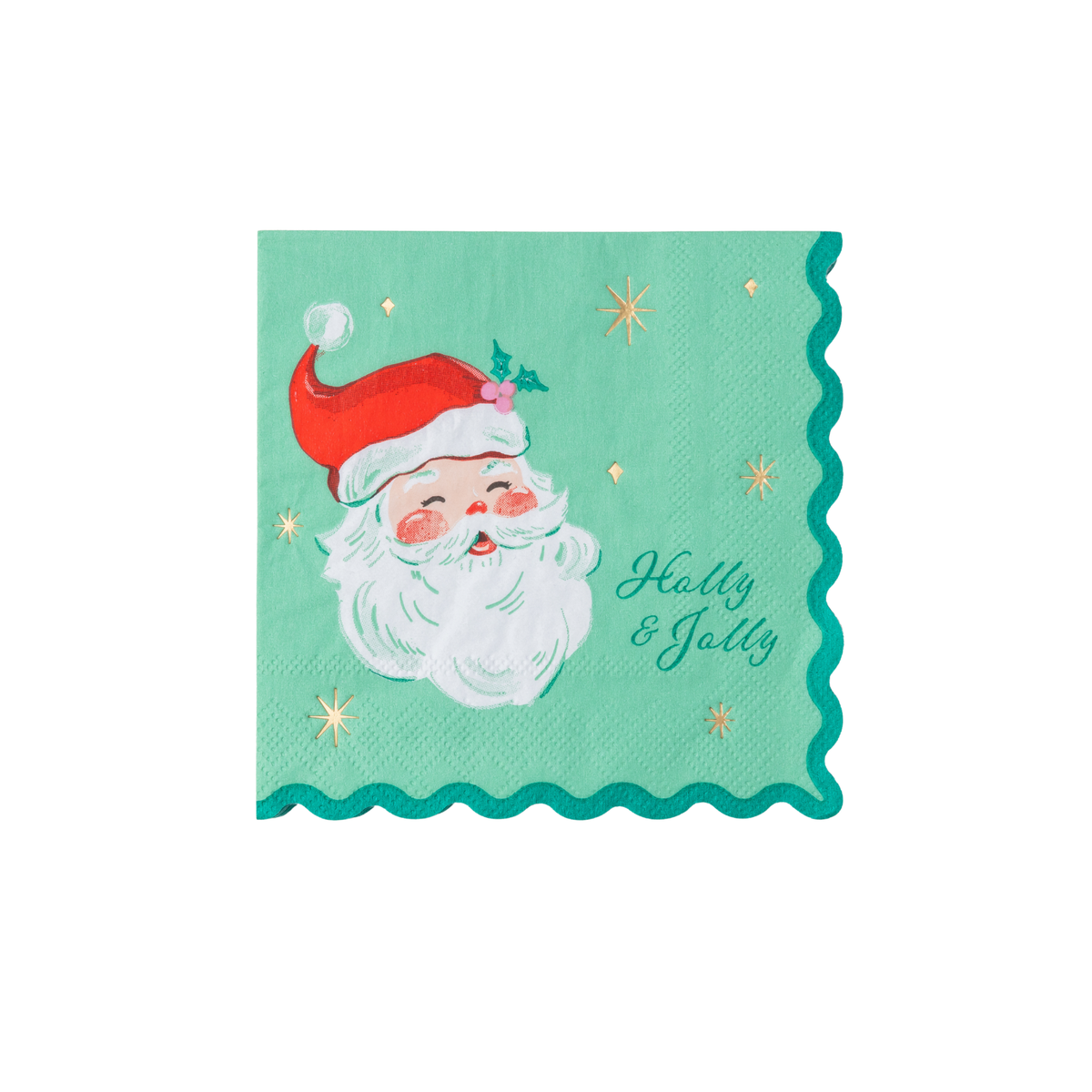 Bonjour Fête - Red & Green Jolly Santa Small Napkins (Set of 20)