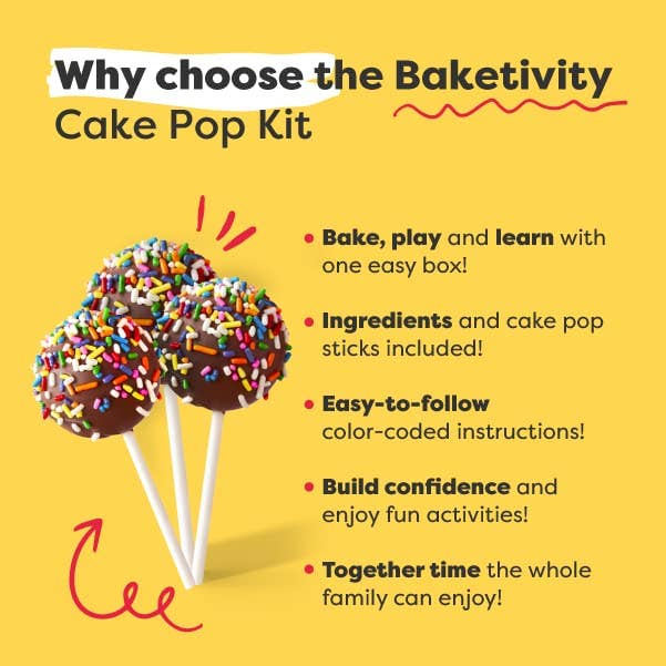 Baketivity Corp - Cake Pops Kit for Kids, DIY Cake Pop Kit Makes 10-12