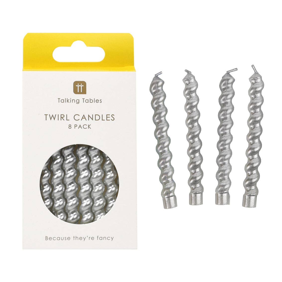 Silver Twirl Birthday Candles - 8 Pack | Birthday Party |