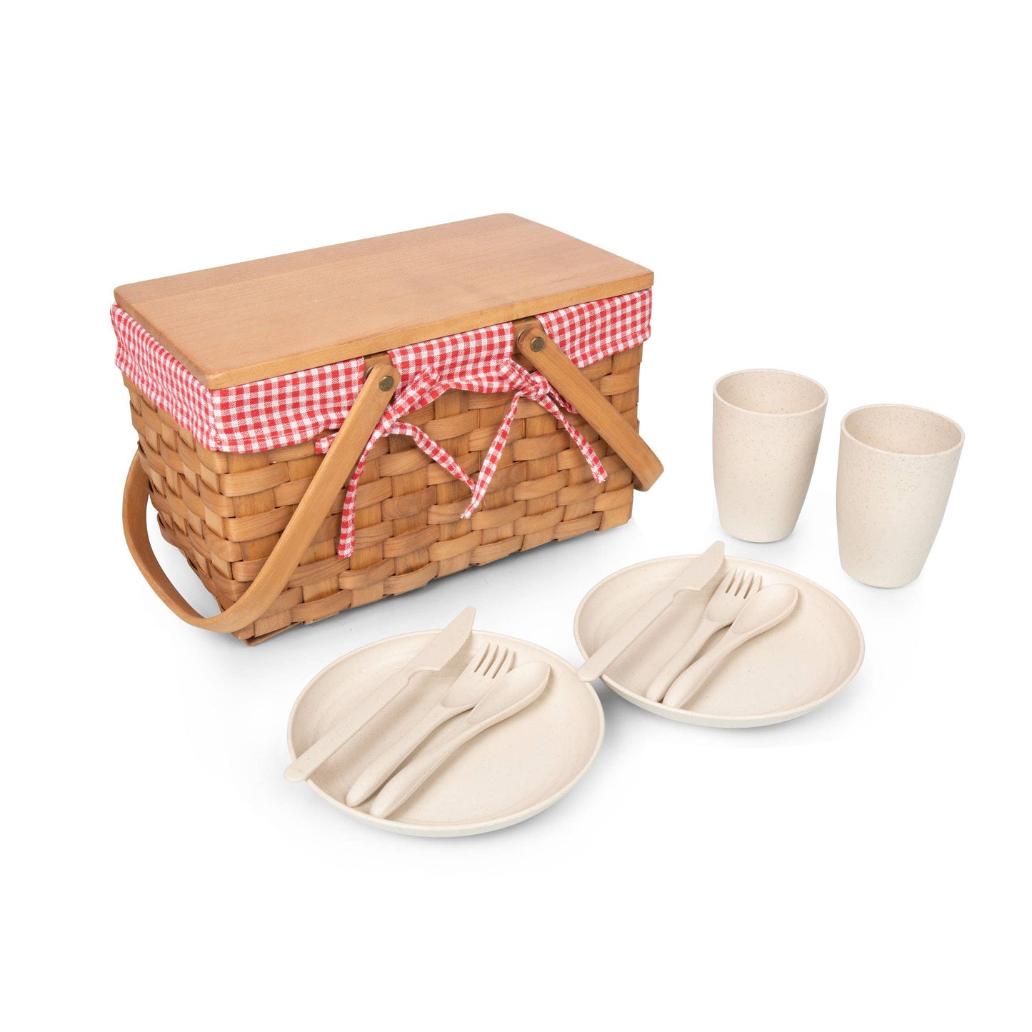 Picnic Time Family of Brands - Piccola Picnic Basket, (Red & White Gingham)