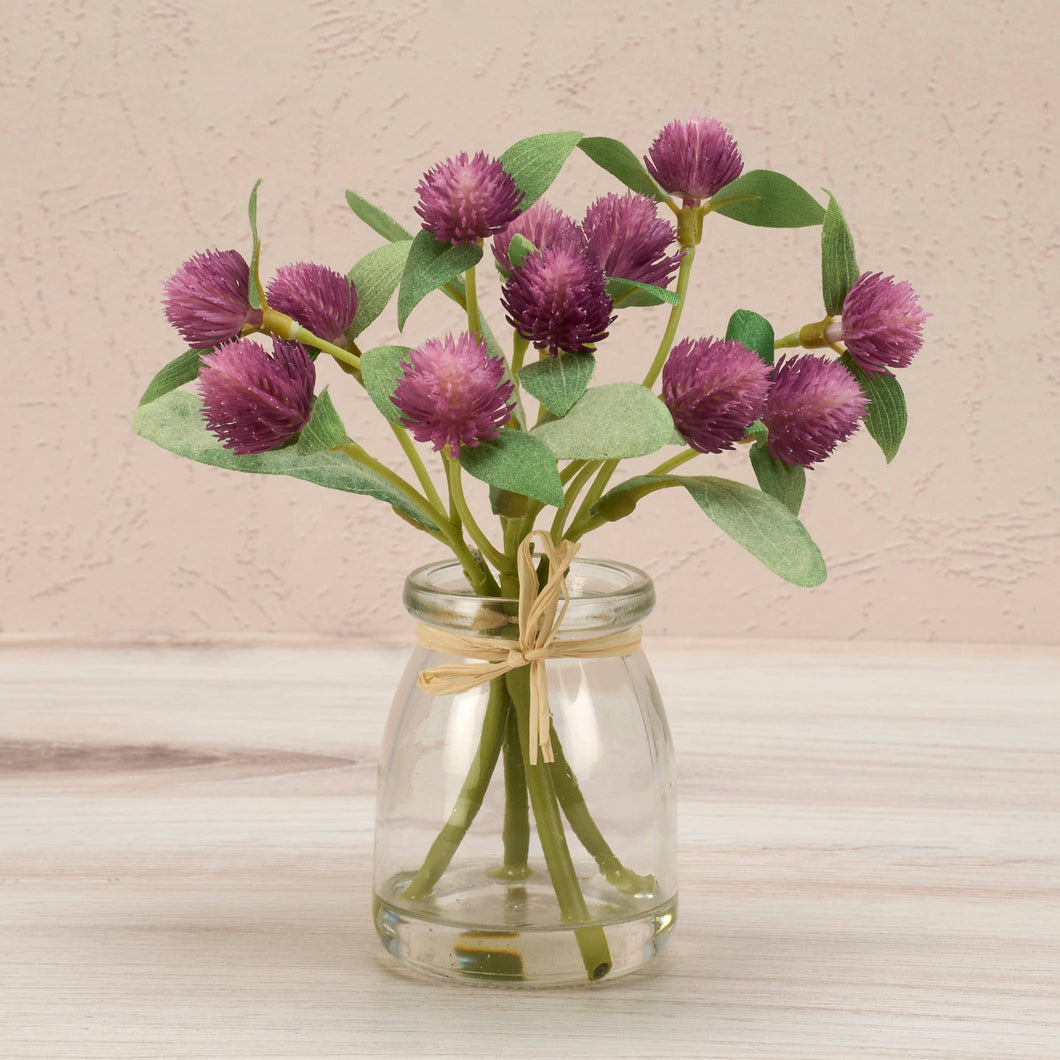 Globe Amaranth Purple Flower Vase - Primitives by Kathy