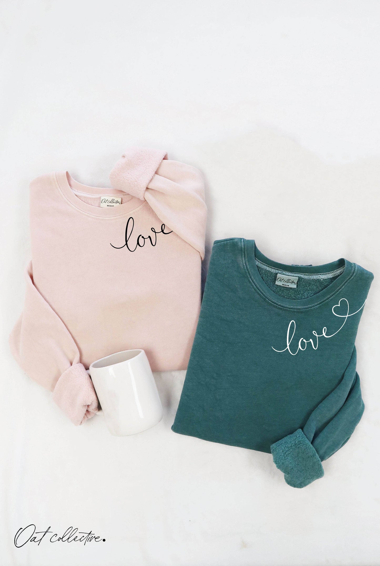 OAT COLLECTIVE - LOVE HEART NECKLINE Mineral Graphic Sweatshirt