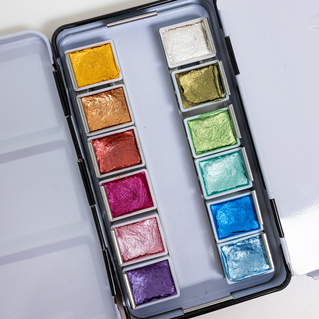 Paints - 12 Color Travel Metallic Watercolor Paint Palette