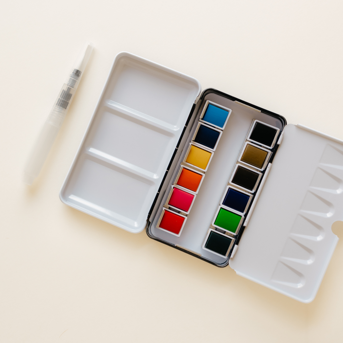 bailey rae studio - 12 color mini-travel watercolor paint palette