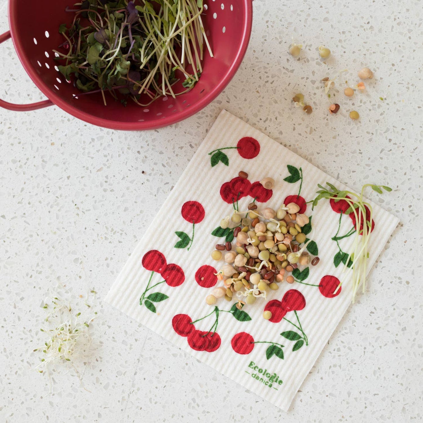 Ecologie - Cherries Swedish Dishcloth