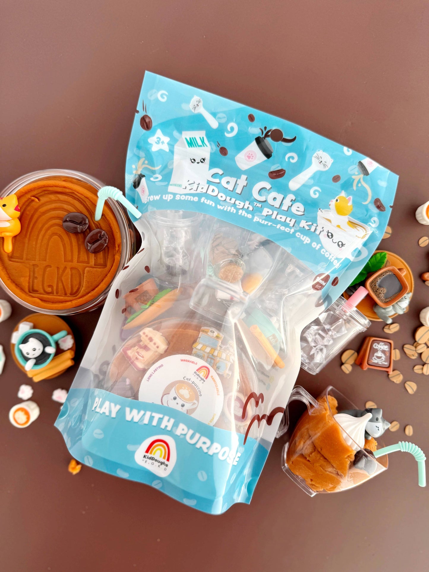 Earth Grown KidDoughs (KidDoughs by EGKD) - Cat Cafe KidDough Play Kit
