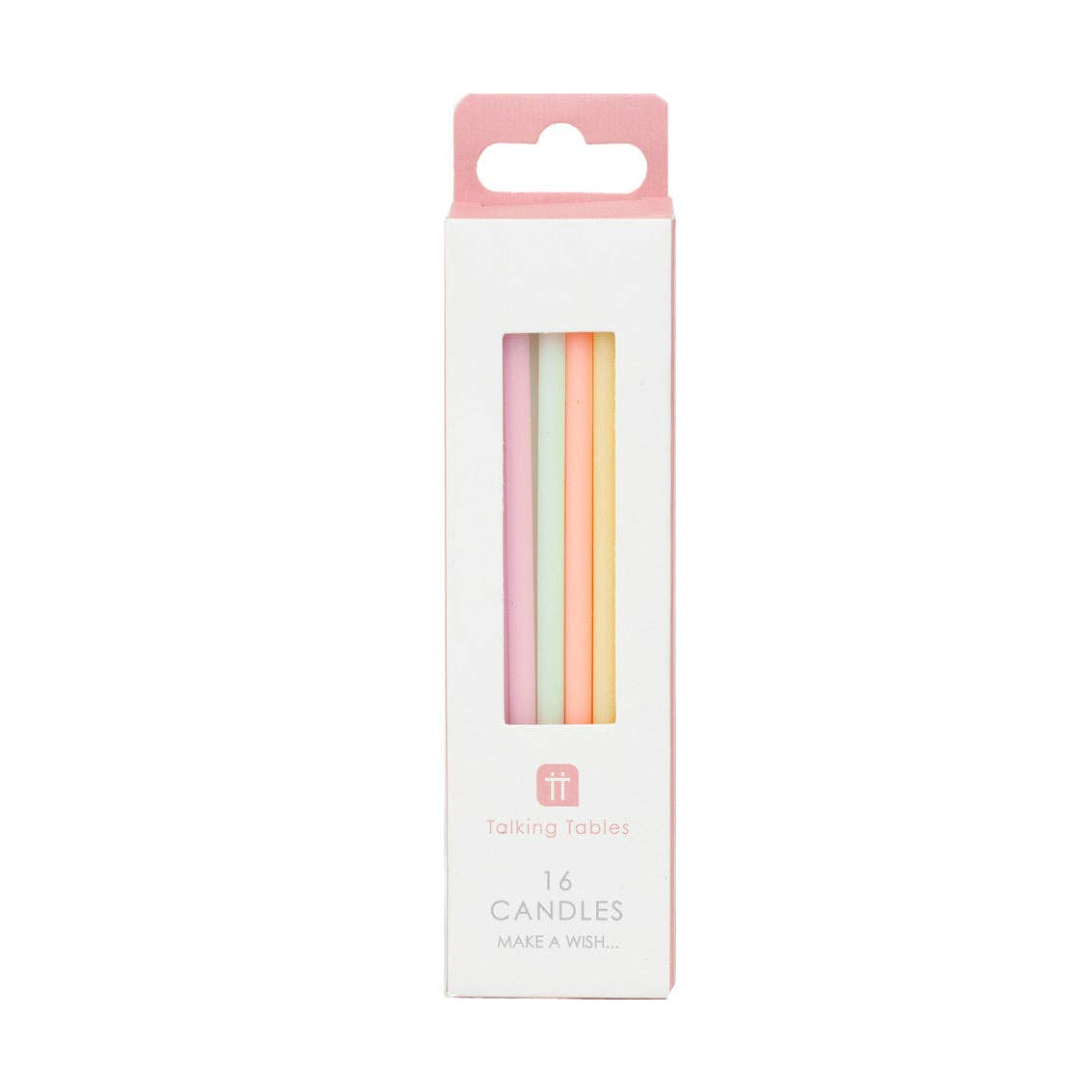 Talking Tables USA - Home, Birthday, Games & Seasonal Decor - Tall Pastel Birthday Candles - 16 Pack | Cake Candles |