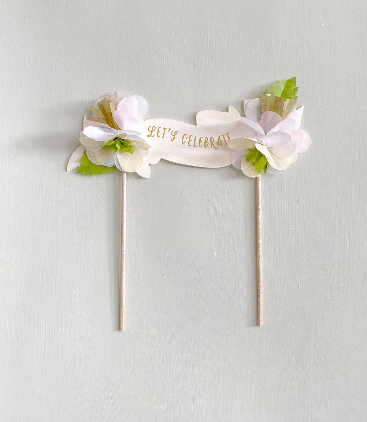 The First Snow - Let's Celebrate Cake Topper with Paper Flowers
