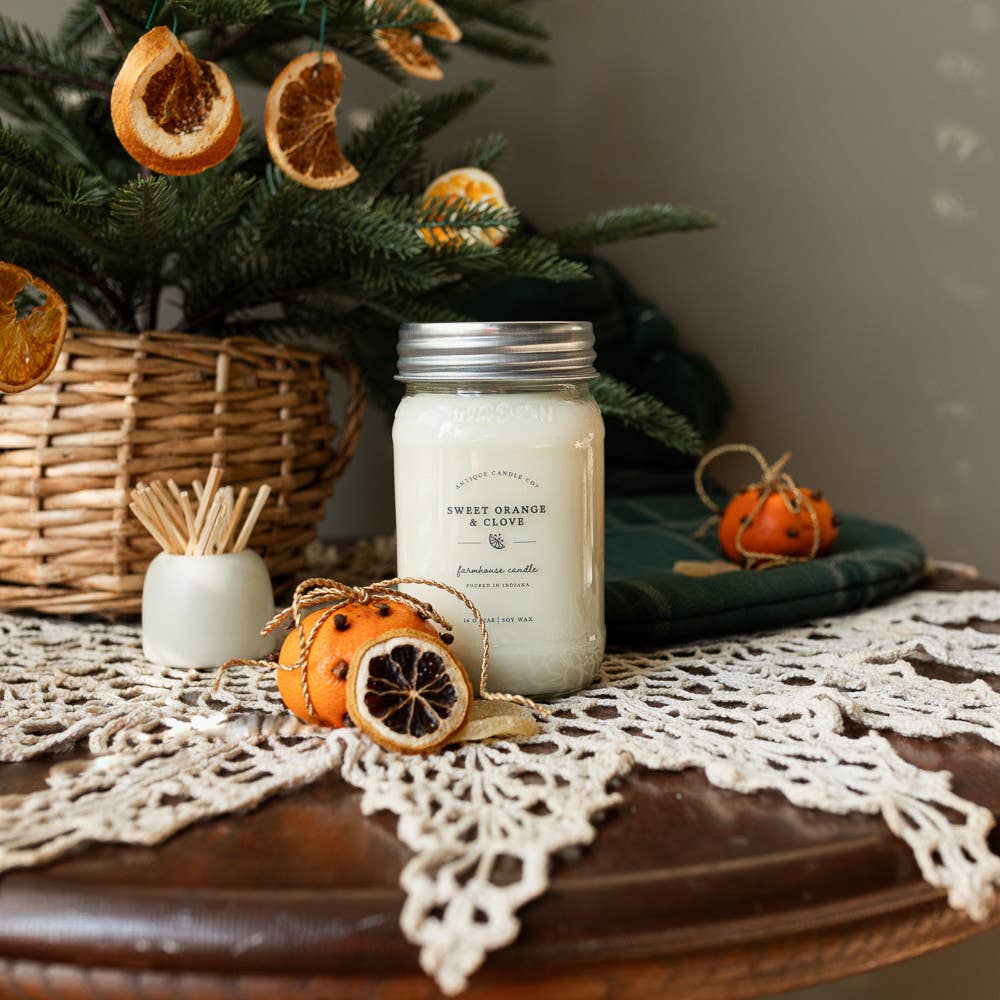 Antique Candle Co.® - Sweet Orange & Clove - Soy Wax Mason Jar Candle
