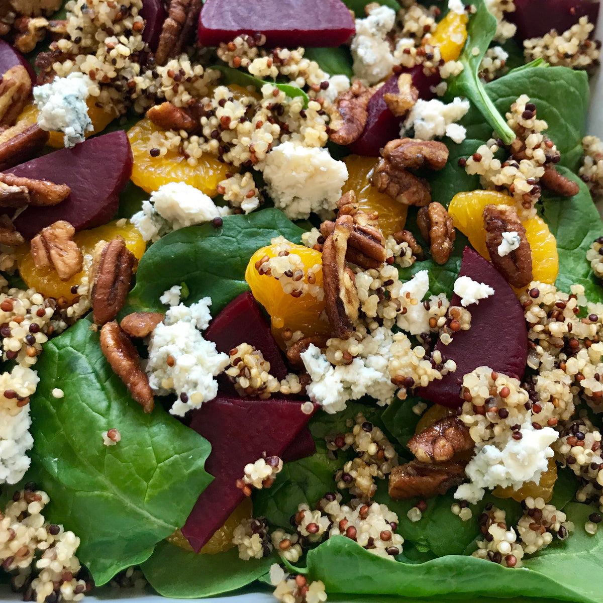 Spinach Quinoa Citrus Beet Salad