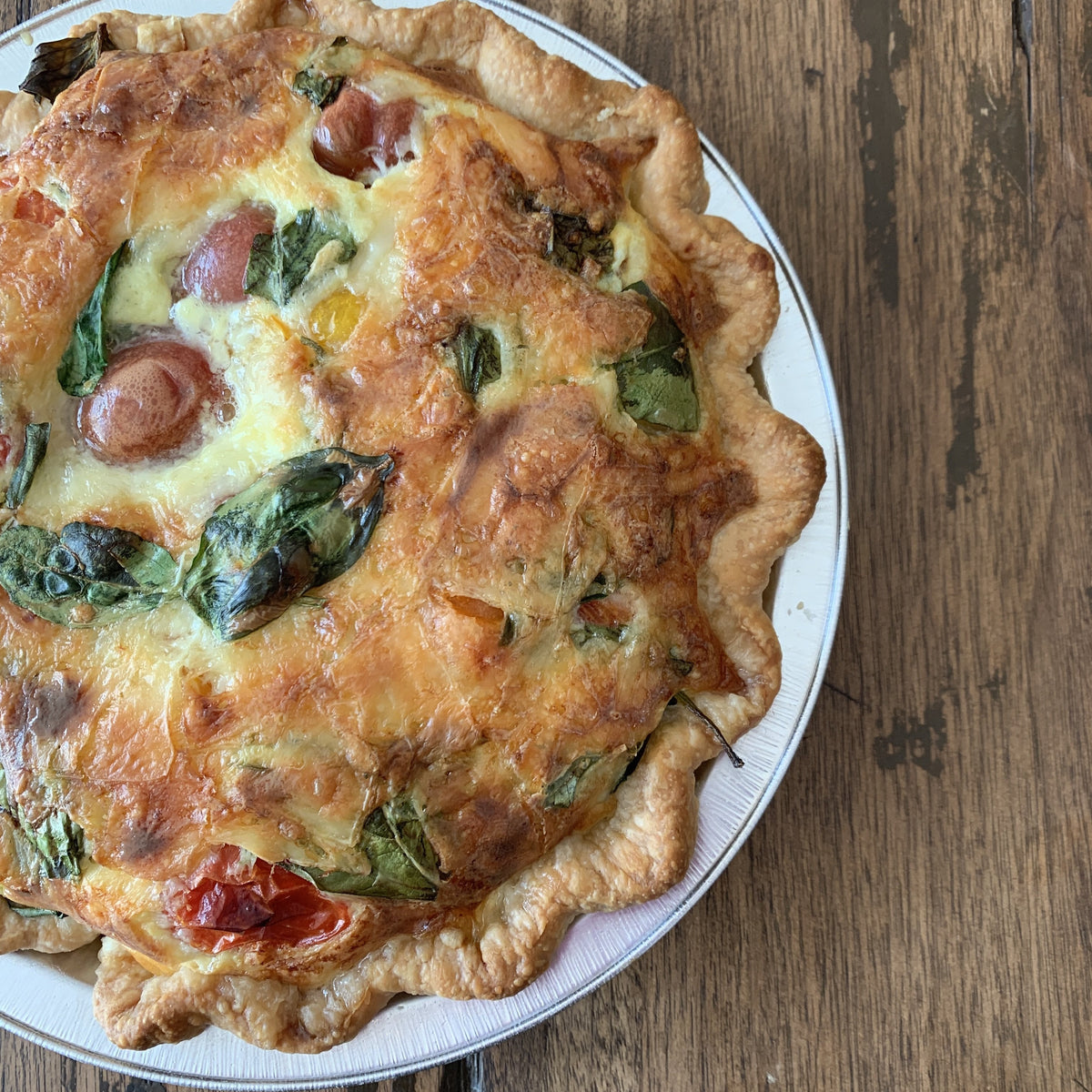 Thanksgiving Spinach Tomato Basil Quiche